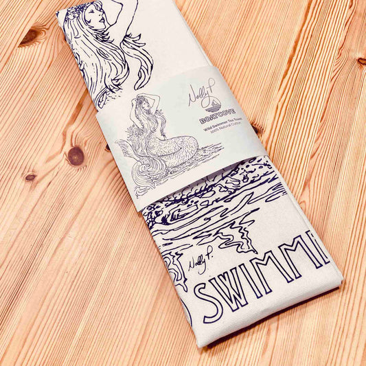 Wild Swimmer Mermaid Natural Cotton Tea Towel