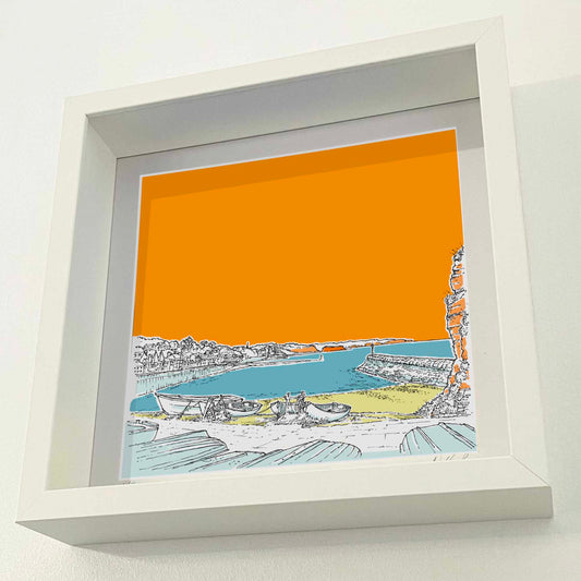 Boat Cove, Dawlish Square Box Framed Art Print by Nelly P.